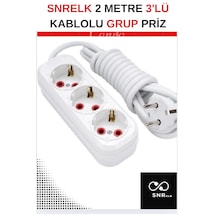 Snrelk 2 Metre 3'lü Cca Kablolu Düz Topraklı Fişli Grup Priz