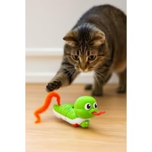 Kurmalı Yılan Kedi Oyuncağı Hareketli Interaktif Av Oyuncağı Kıvrılarak İlerleyen Kedi Eğlence Oyuncağı Tüylü Kuyruklu Mekanik Yılan