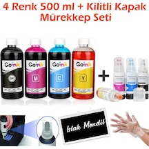 Epson L3252 4x500 Ml Mürekkep + Kilitli Kapak Mürekkep Seti Uyumlu