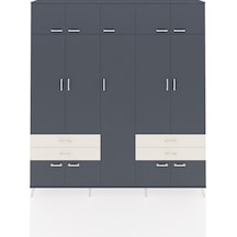 Arges Dolap 12 Raflı 4 Çekmeceli 2 Askılı 220x30x243 Antrasit-antrasit/aytaşı Antrasıt/aytası