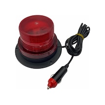 12v-24v Çakar Flas Tepe Lamba Mıknatıslı Ledli Kırmızı Çakmak Fişli 90 130 Mm
