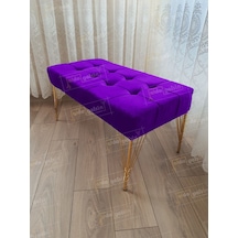 Modern Dilim Puf Ayakucu Puf Gold Metal Ayak 90 45 Lila