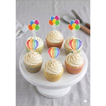 Gökkuşağı Konsept 12li Cupcake Kürdan 12li Pipet Seti Kırmızı