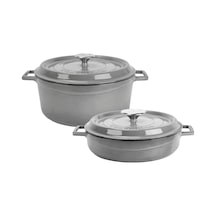 Lava Metal Premium Serisi Döküm 28 Cm Seti, Majolik Gri 12v
