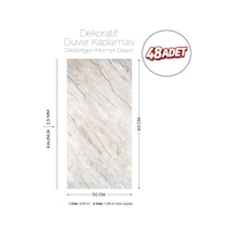 30x60 Cm Kendinden Yapışkanlı Duvar,banyo,tezgah Arası Bej Mermer Desen-48 Adet 30 X 60 Cm