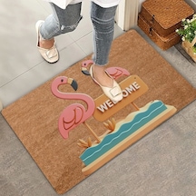 Valerine Life Pembe Flamingo Çifti Welcome Kapı Önü Paspası 45 x 70 CM