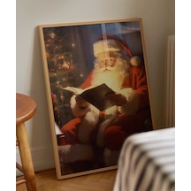 Çerçevesiz Poster Noel Baba Ve Kitap