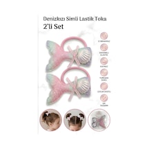 2'li Set Simli Deniz Kızı Kuyruğu İstiridye Figürlü Çocuk Lastik Toka Farklı Renk Seçenekli B