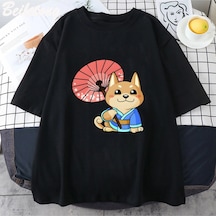 Tarzsokak Beyaz Anime Kawaii Köpek Karikatür Grafik Baskı Ler Leri 90s Siyah