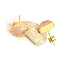 Pembe Kuvars Taşlı 925Ayar Gümüş Üzerine Altın Kaplama Tasarım Kü N11.75441