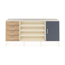 Arges Konsol 6 Raflı 4 Çekmeceli Tek Kapaklı 176x30x83 Aytaşı-antrasit/çam Antrasit/çam