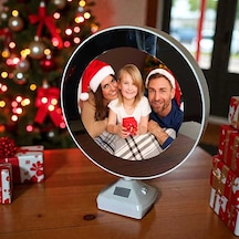 Yuvarlak Sihirli Ayna Led Işıklı Dekoratif Gece Lambası Fotoğraflı Ayna Ev Ofis İçin Hediye Mini Boy Beyaz