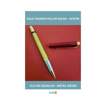 Kutulu Kırmızı Gold Tasarım Roller Kalem Estetik Ve Şık Yazım Deneyimi Çok Renkli