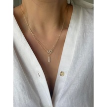 Çelik 2li Mes Kolye Gold