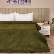 Soft Çift Taraflı Çift Kişilik Battaniye - Yeşil / Bej - 200x220 Cm Renkli