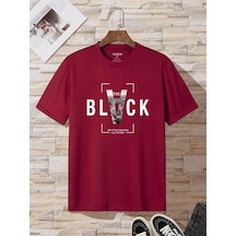 Flood Of Style Unisex Oversize %100 Pamuk Blackk Baskılı Kırmızı