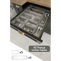 Meleni Home 10'lu Modüler Set Kaşıklık Çekmece Içi Düzenleyici Çatal Kaşık Bıçak Düzenleme Organizeri Şeffaf