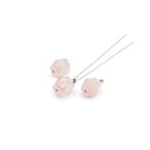 Hakiki Doğal Pembe Kuvars Kolye Ucu 011 Gri