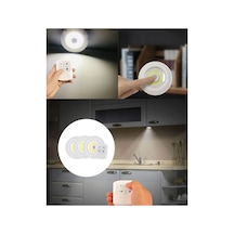 Uzaktan Kumandalı 3 Lü Kablosuz Led Spot Lamba Seti Yapışkanlı Pratik Kullanım Çok Renkli Çok Renkli