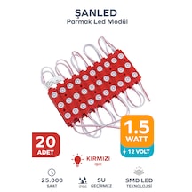 3 Ledli Parmak Led Modül 1.5w 2835 Smd Mercekli Kırmızı Renk 12v 20 Adet