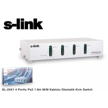 S Link Sl 2041 4 Portlu Ps2 1 8m M/m Kablolu Otomatik Kvm Switch