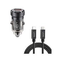 Transparent 45w Pd/qc Mini Araç Şarj Cihazı Ve 1 Metre İphone Hızlı Şarj Kablosu L35 - Blt-00