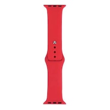 Apple Watch Uyumlu  7 45mm Band Serisi Klasik Kordon Silikon Strap Kayış - Scarlet