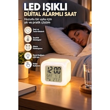 Dekoratif Küp Saat Led Işıklı Dijital Saat Alarm Ve Sıcaklık Özellikli - Bayi Depom Diğer