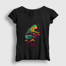 Presmono Kadın Helmets Daft Punk T-shirt Siyah