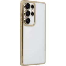 Newface Samsung Galaxy S25 Ultra Kılıf Razer Lensli Silikon - Gold Altın