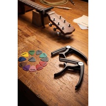 Lastvoice LCT-90BK-X Kaliteli Gitar Capo Sağlam Tutuş ( 2'li Set+12 Pena)