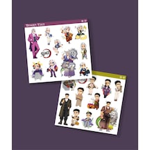 Tengen Uzui-demon Slayer Gyomei Himejima -parlak Kağıt 2 Li Set Anime Sticker Çıkartma-kimetsu No Yaiba Beyaz