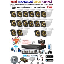 16 Kameralı Gece Renkli 8 Adet Warm Ledli Yeni Nesil 5 Mp Kuruluma Hazır Güvenlik Kamerası Seti