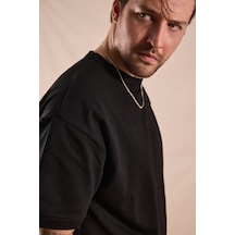Tonny Black Rahat Kalıp Oversize Kesim T-shirt Erkek Siyah T-shirt Tbtshrt020