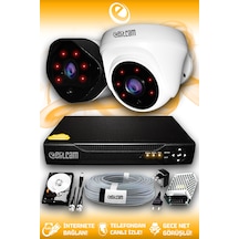 Elitcam 2 Kameralı Uzay 1 İç Kamera Set 1 TB HDD Full HD Gece Görüşlü Güvenlik Kamerası Sistemi