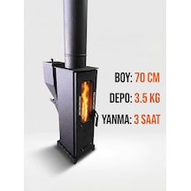 Kapalı Alan Ve Atölye Tipi Bacalı Pelet Sobası 70 Cm - Cam Kapaklı Ekonomik İç Mekan Isıtıcı