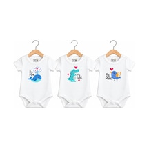 Babylimon Pamuklu Bebek Body - 3'lü Sevimli Hayvan - Bebek Zıbın Badi - Yazılı Zıbın Beyaz - 936528646 Beyaz