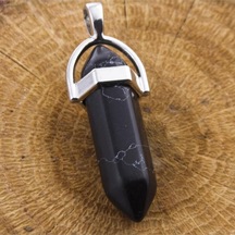 Obsidyen - 849 - Point Kolye - Csmo-tex - Ucu Siyah