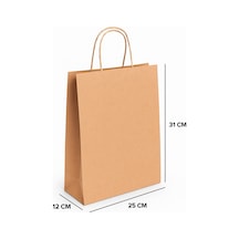 25 Li Kraft Çanta 25 12 31 Kalın Saplı Yırtılmaz Dayanıklı Doğal Kraft Taşıma Torbası Kahve 30 X