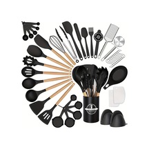 Tcherchi 43 Parça Yapışmaz Pişirme Gereçleri Seti Siyah