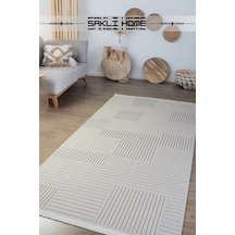 Ekru Beyaz Sisal Bukle Dokuma Hasır Makine Halısı Saçaklı Kaymaz Oturma Salon Mutfak Çocuk Oda Ekru