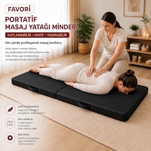 Masaj Yatağı Portatif Katlanabilir Masaj Yatağı Minderi 6 Cm Sünger 180x70 Cm Siyah