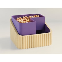 3d Baskı Fıstık Kasesi - Çift Hazneli Kabuk Ayırıcı Sunum Kasesi - Bej Mor Çok Renkli