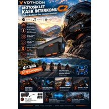C2 4 Kişi Eşleşmeli Motosiklet Kask Kulaklığı İntercom Su Geçirmez Bt 6.0 05832804