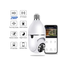 Wifi 360 Panoramik Ampul Kamera Güvenlik Kamerası Çift Wifi 360 D Beyaz