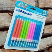 Multi Colors Bırthday Candle Vıp Kalite Renkli Neon Pasta Mumu 12 Adet Neon Renkli Doğum Günü Mumu Renkli