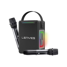 Lenyes S857 Rgb Işıklı Çift Mikrofonlu Taşınabilir Tws Bluetooth Speaker Hoparlör V5.3 Siyah