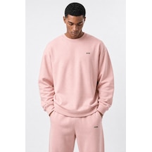 Erkek Respire Basic Oversize Sweatshirt Pembe