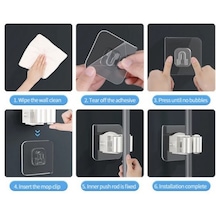 Yapışkanlı Pratik Mop Tutucu 4 Adet Beyaz Banyo Askısı Beyaz
