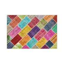 El Dokuması Patchwork Vintage Yün-pamuk Multi Naturel Halı 35855 159 X 236 Cm Çok Renkli
